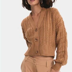 Marc New York Camel Cable Knit Cardigan